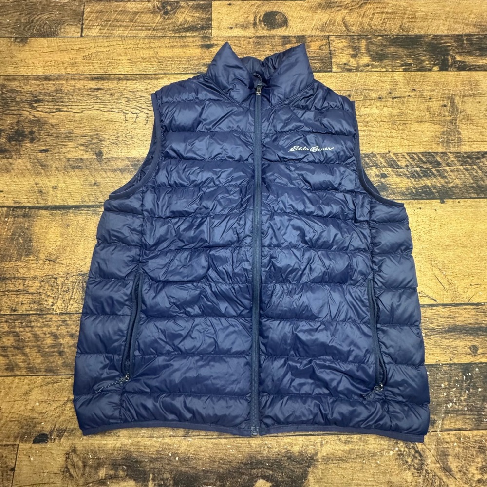 Eddie Bauer Mens Navy Blue EB650 Down Puffer Vest Full Zip Insulated‎